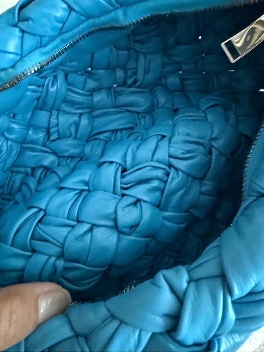 Bottega Veneta Intrecciato Banana Shoulder Bag in Blue - Picture 7 of 12